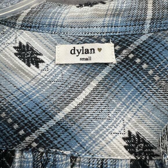 Dylan Tunic Dress Women's Size S Blue Black V-neck Flannel Southwestern Plaid - Picture 10 of 10